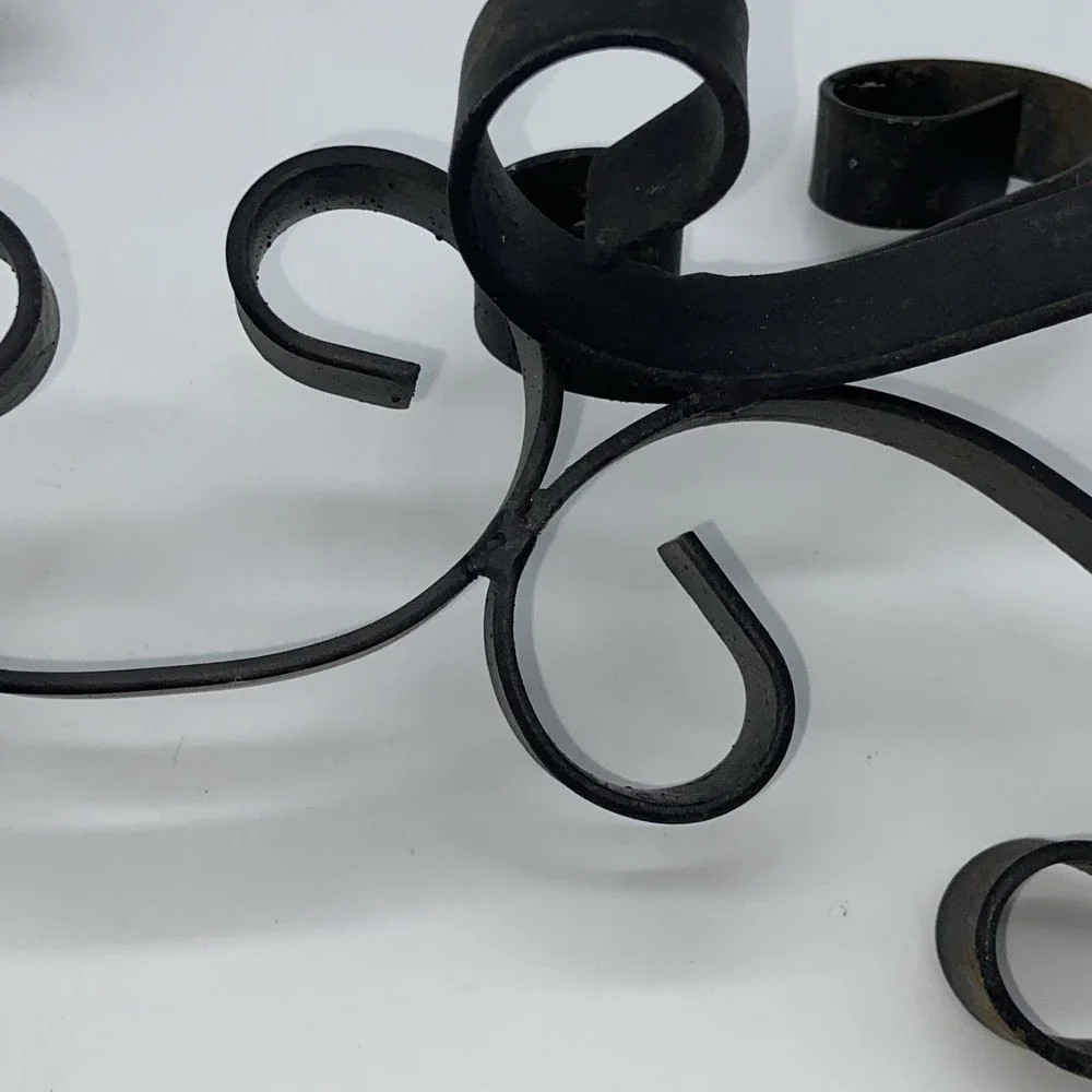 Black Wrought Iron‎ Candle Holders Set of two Black Swirl 13.5